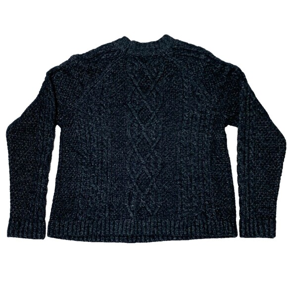 Abercrombie & Fitch Cable Knit Sweater Womens L Blue Fisherman Pullover - Picture 3 of 7